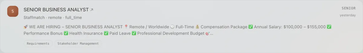 One job offer card